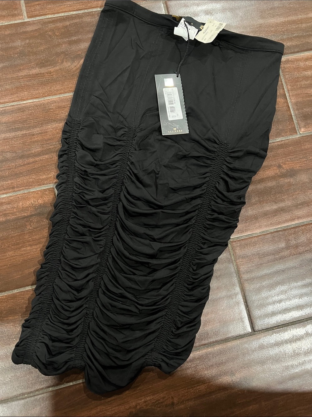 Just Cavalli Black Ruched Midi Skirt